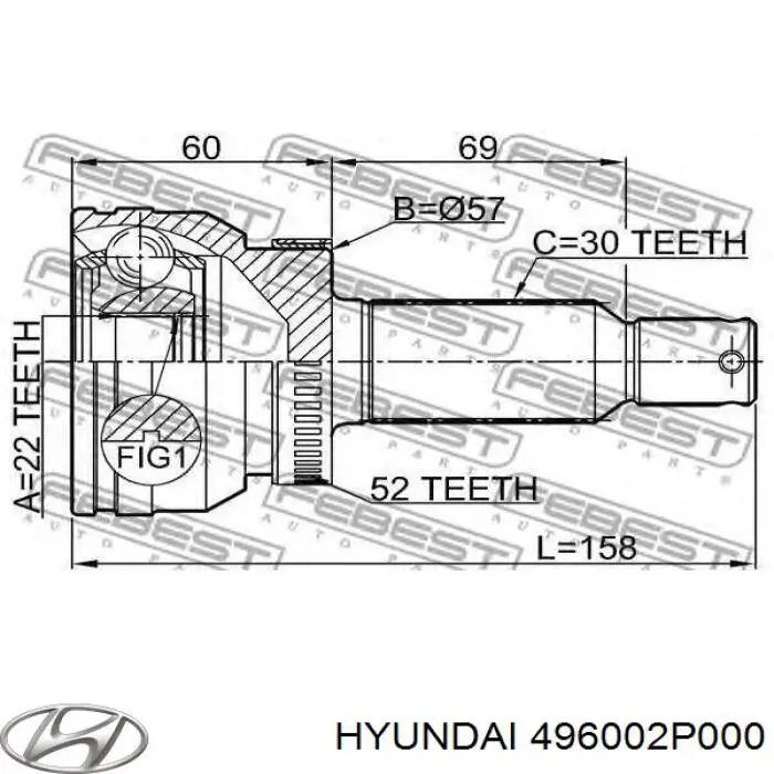 Приводы задних колес Hyundai/Kia 496002P000 цена, от 31.74 USD