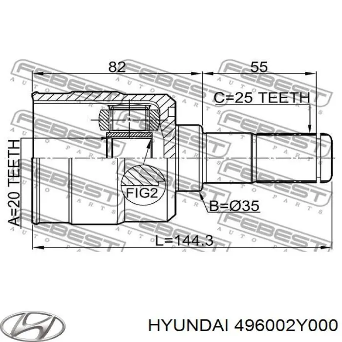 496002Y000 Hyundai/Kia semieixo traseiro esquerdo