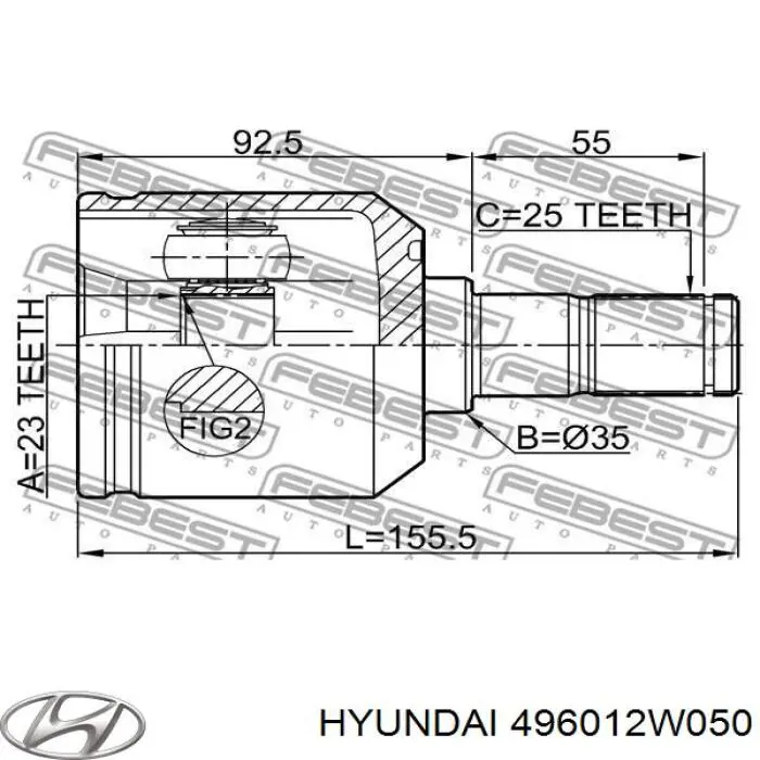 Semieixo traseiro direito para Hyundai Santa Fe (DM)