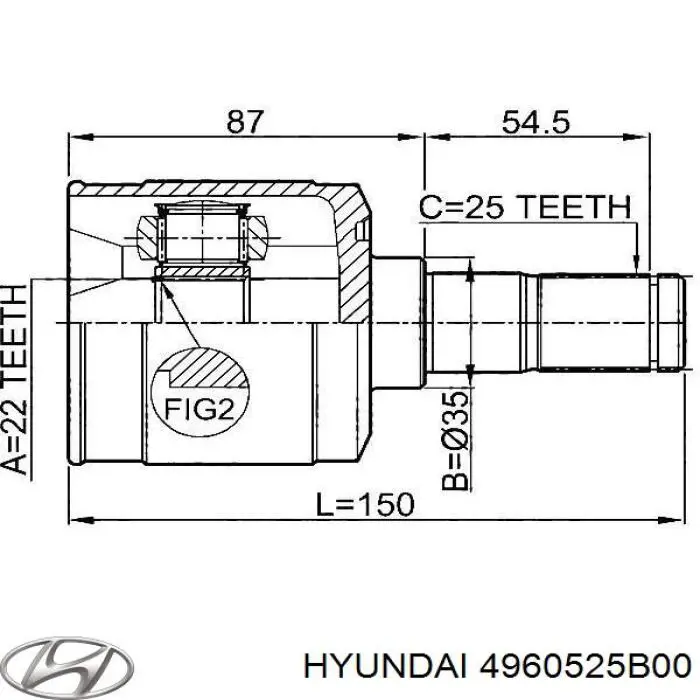 Шарнир угловых скоростей внутренний передний Hyundai/Kia 4960525B00 цена, от 23.73 USD