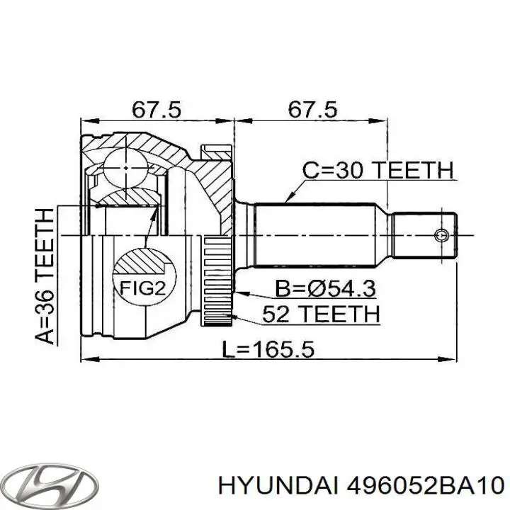496052BA10 Hyundai/Kia шрус внутренний передний правый