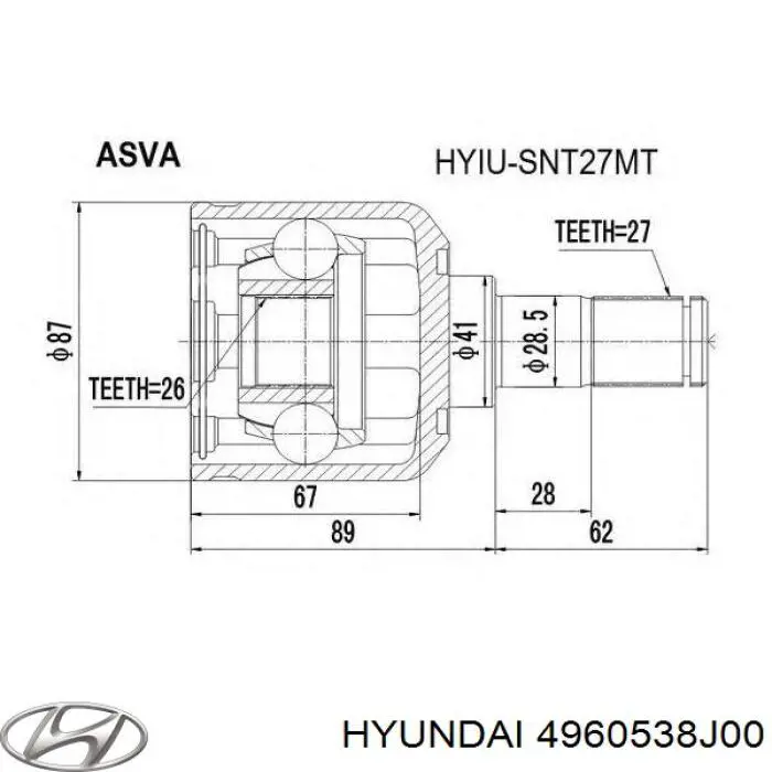 4960538J00 Hyundai/Kia шрус внутренний передний правый