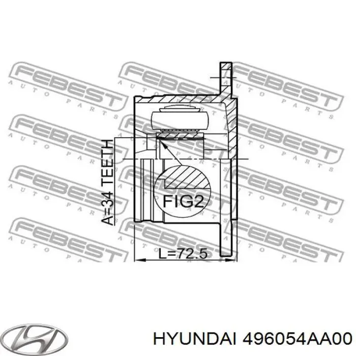 496054AA00 Hyundai/Kia шрус внутренний передний правый