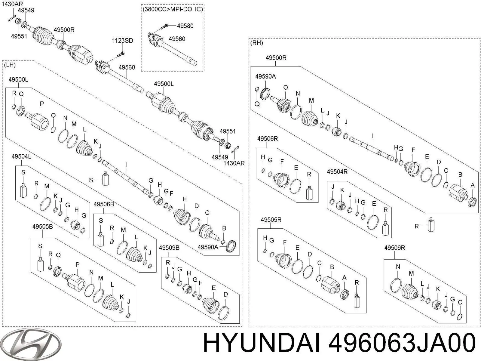 Купить 496063JA00 Hyundai/Kia Пыльник ШРУСа внутренний, передней полуоси, правый