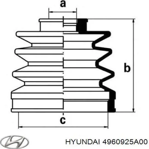 4960925A00 Hyundai/Kia пыльник шруса передней полуоси наружный