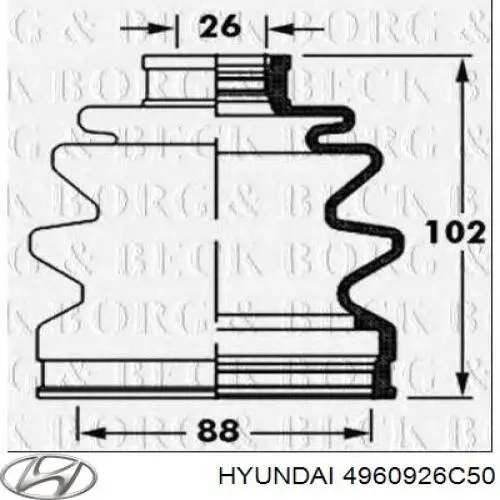 Чехол шруса Hyundai/Kia 4960926C50 цена, от 13.66 USD