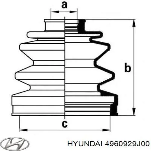 4960929J00 Hyundai/Kia пыльник шруса передней полуоси внутренний левый