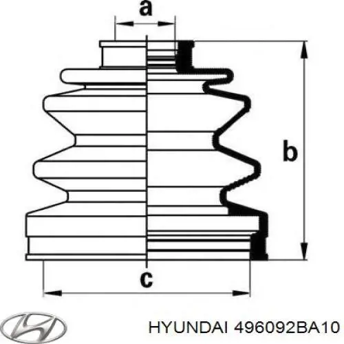 496092BA10 Hyundai/Kia пыльник шруса наружный правый