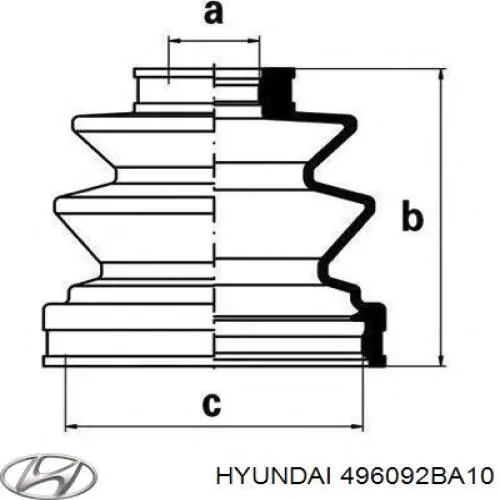 496092BA10 Hyundai/Kia пыльник шруса наружный правый