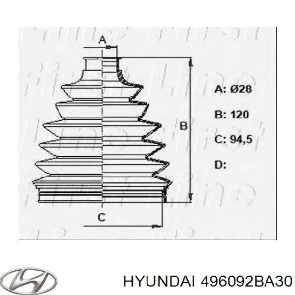 Чехол шруса Hyundai/Kia 496092BA30 цена, от 8.29 USD