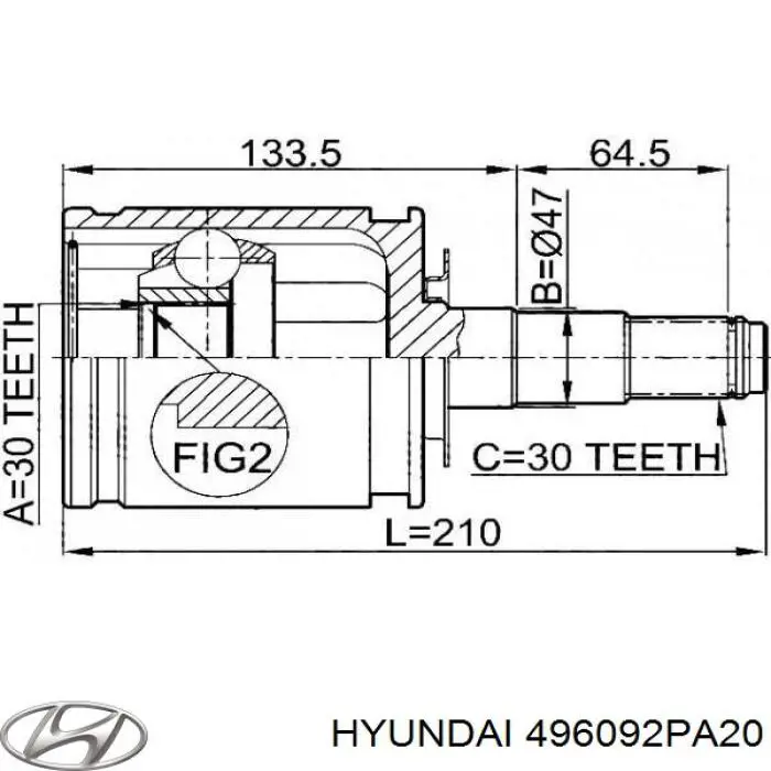 496092PA20 Hyundai/Kia botas de proteção de juntas homocinéticas do semieixo dianteiro, kit