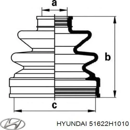 51622H1010 Hyundai/Kia пыльник шруса передней полуоси внутренний правый