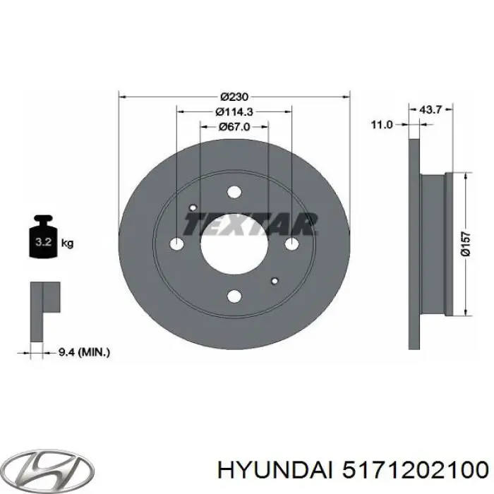 Передние тормозные диски 5171202100 Hyundai/Kia