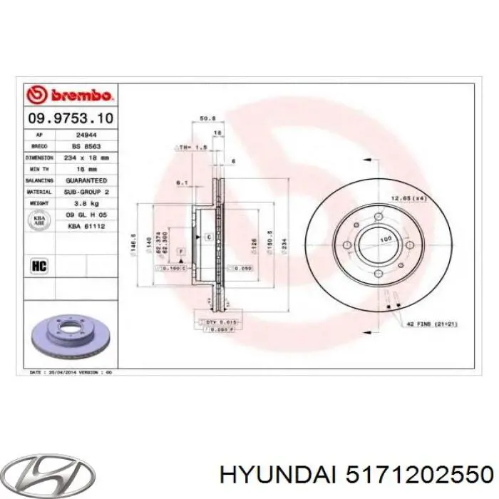 Купить 5171202550 Hyundai/Kia Ротор тормозной