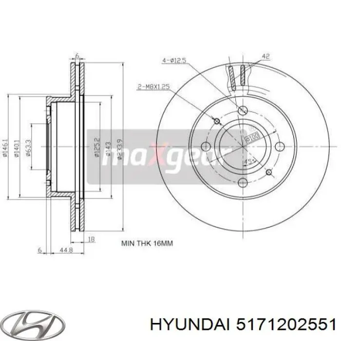 Передние тормозные диски 5171202551 Hyundai/Kia