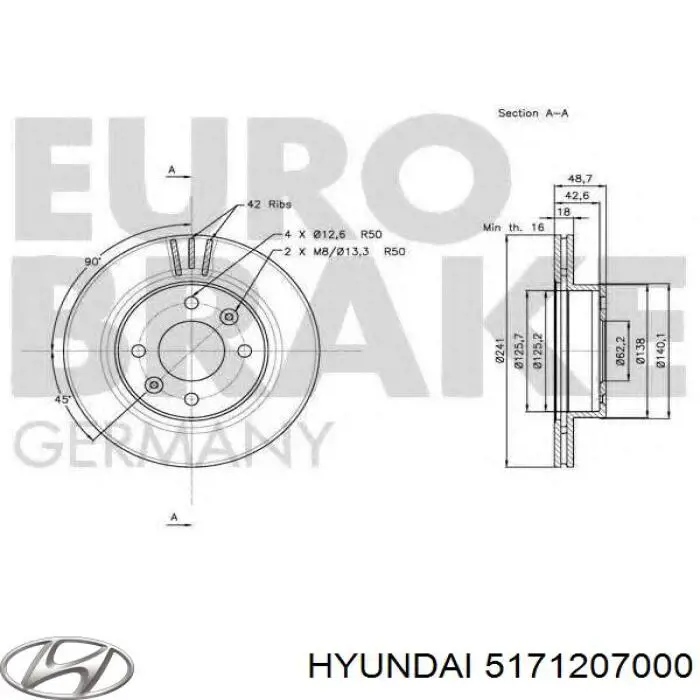 5171207000 Hyundai/Kia Диск тормозной передний