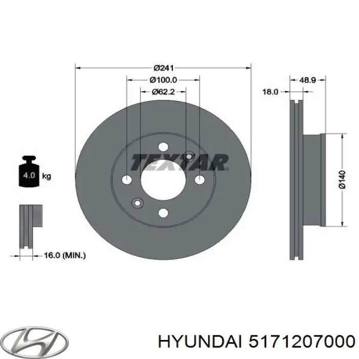 Купить 5171207000 Hyundai/Kia Ротор тормозной