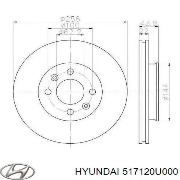 517120U000 Hyundai/Kia disco do freio dianteiro