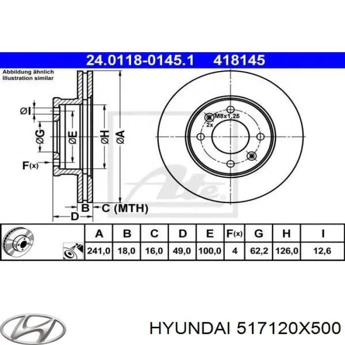 Тормоз дисковый передний Hyundai/Kia 517120X500 цена, от 27.12 USD
