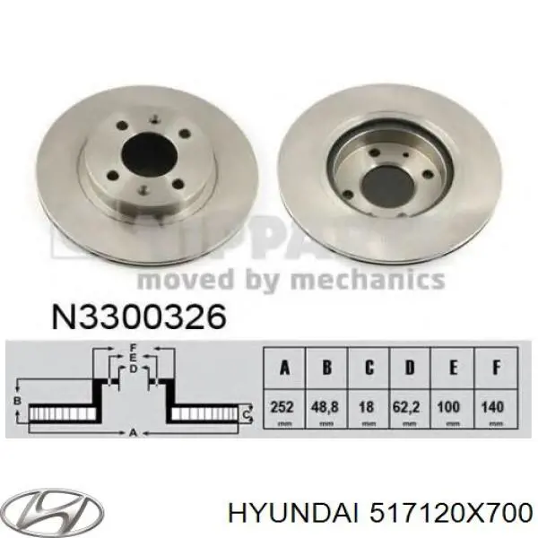 Тормоз дисковый передний Hyundai/Kia 517120X700 цена, от 40.00 USD