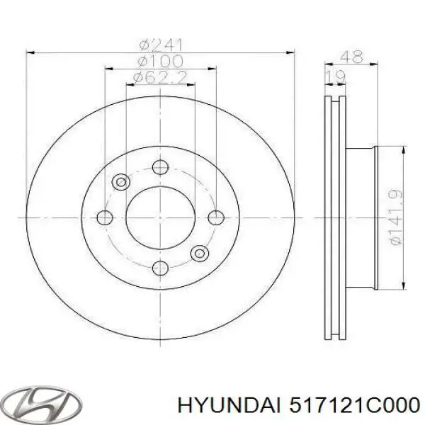 517121C000 Hyundai/Kia Диск тормозной передний
