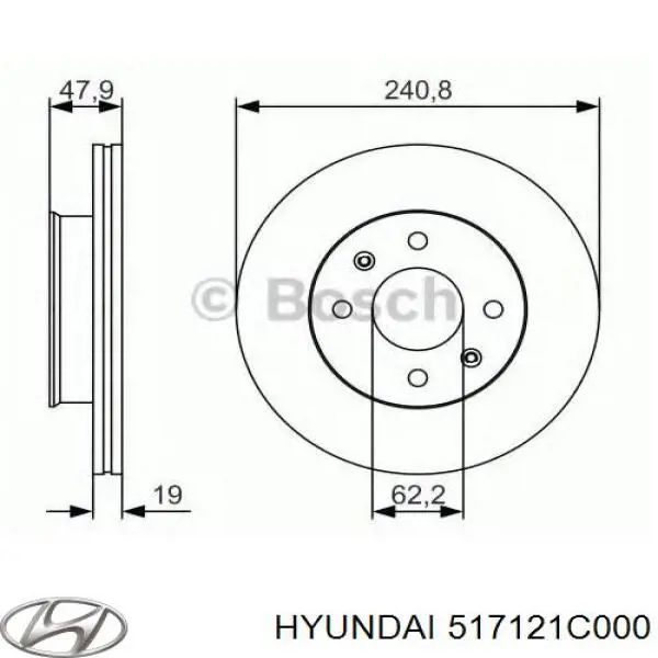 Купить 517121C000 Hyundai/Kia Ротор тормозной