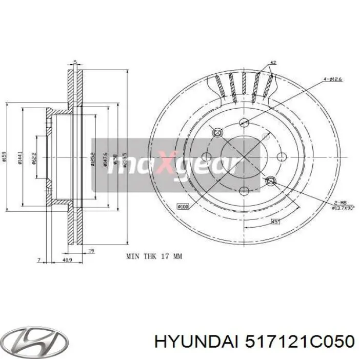Передние тормозные диски 517121C050 Hyundai/Kia
