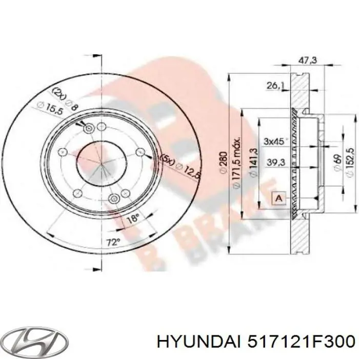 Передний тормозной диск Hyundai/Kia 517121F300