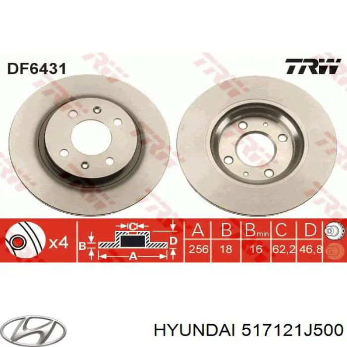 Передний тормозной диск Hyundai/Kia 517121J500