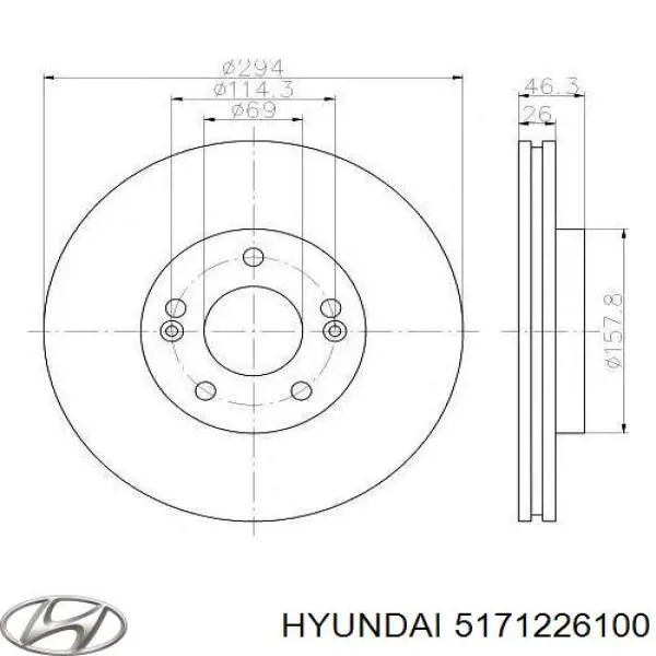 Диск гальмівний передній 5171226100 Hyundai/Kia