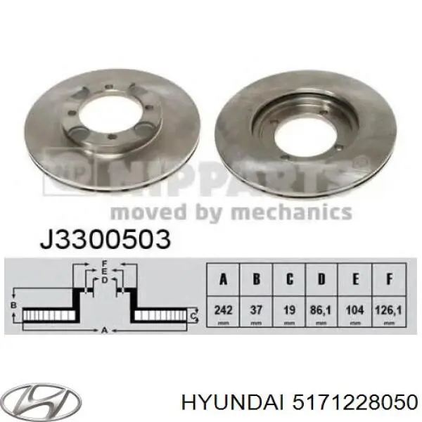 Передние тормозные диски 5171228050 Hyundai/Kia