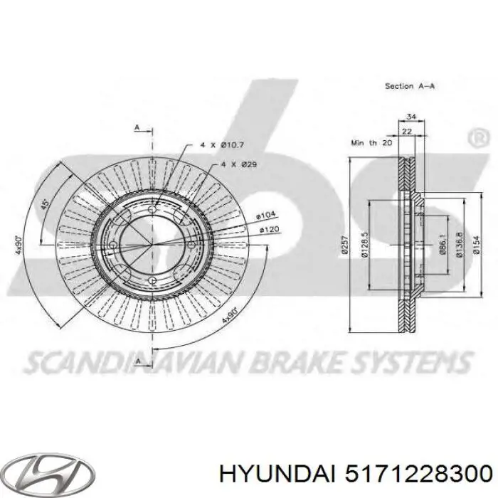 Передние тормозные диски 5171228300 Hyundai/Kia
