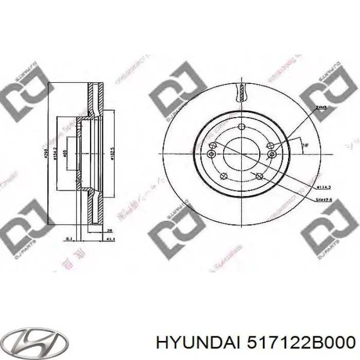 Тормоз дисковый передний Hyundai/Kia 517122B000 цена, от 40.45 USD