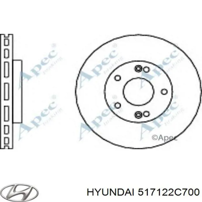 Тормоз дисковый передний Hyundai/Kia 517122C700 цена, от 31.67 USD