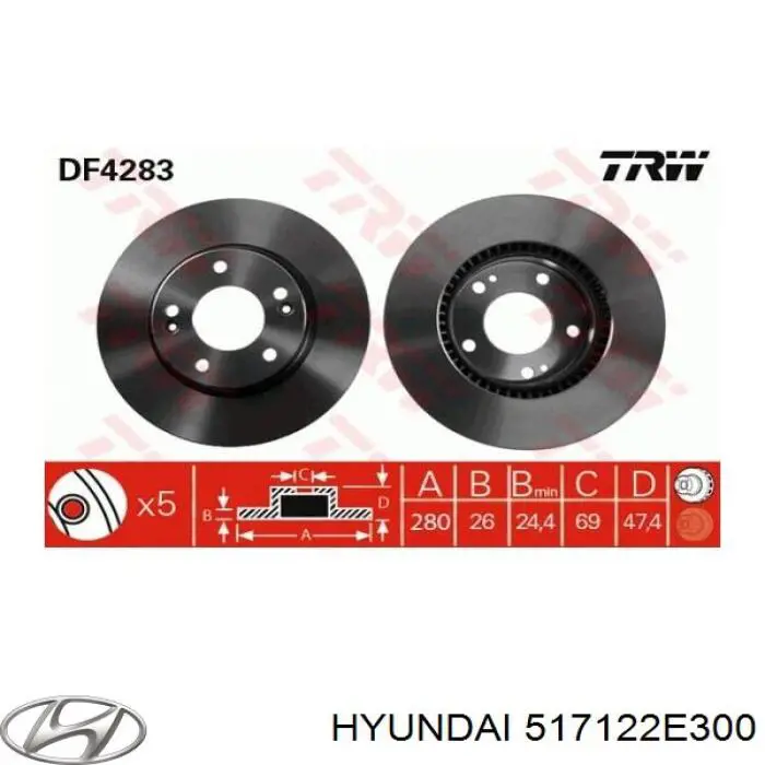 Купить 517122E300 Hyundai/Kia Ротор тормозной