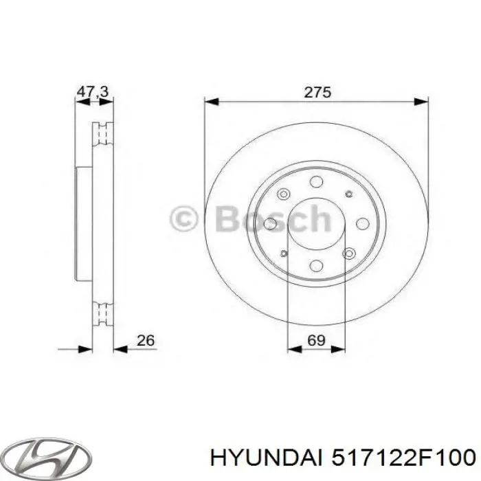 Купить 517122F100 Hyundai/Kia Ротор тормозной