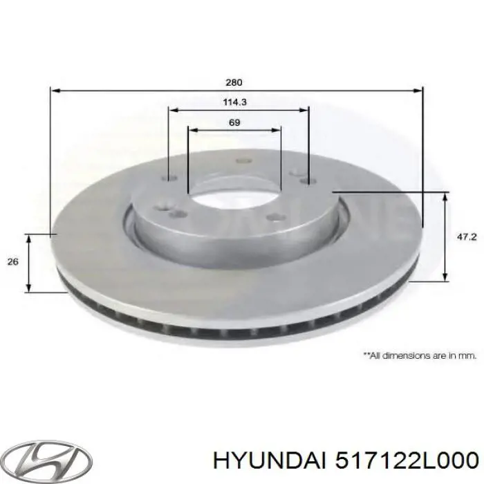 Купить 517122L000 Hyundai/Kia Ротор тормозной