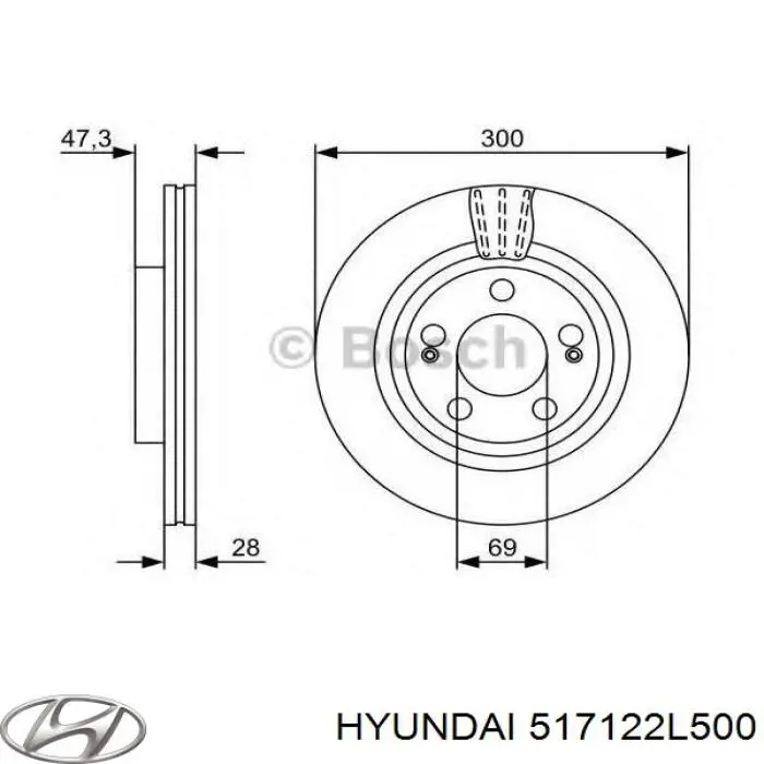 Тормоз дисковый передний Hyundai/Kia 517122L500 цена, от 52.71 USD