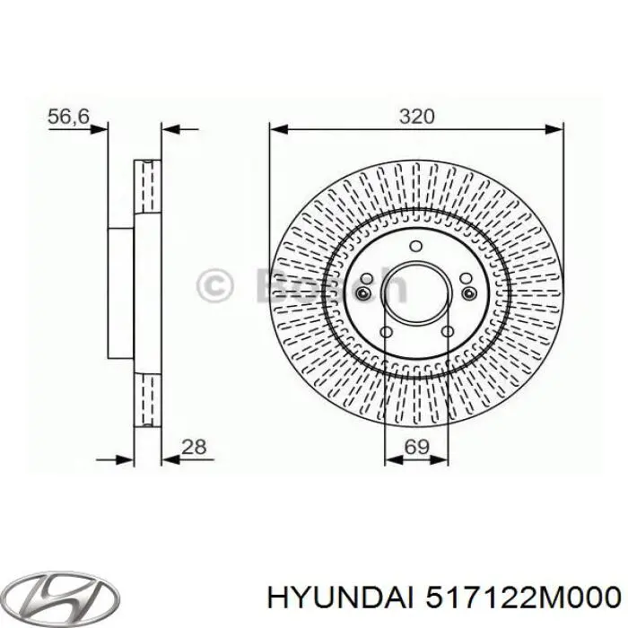 Купить 517122M000 Hyundai/Kia Ротор тормозной