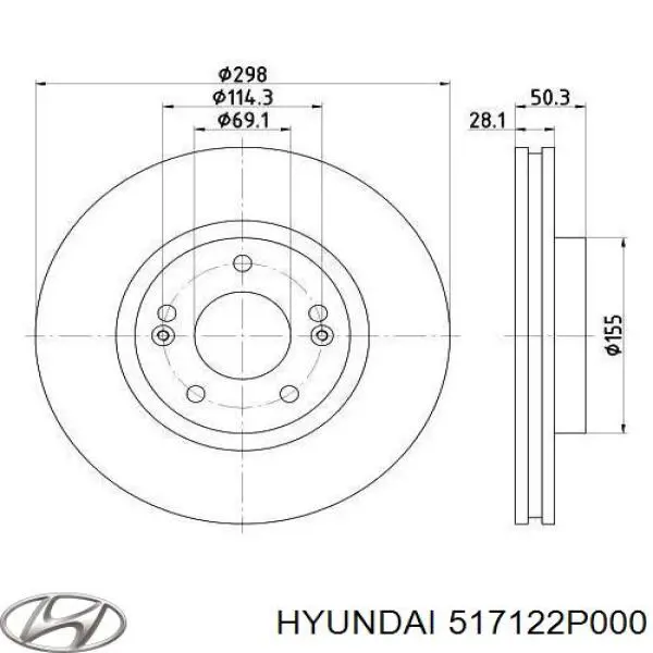 Передние тормозные диски 517122P000 Hyundai/Kia