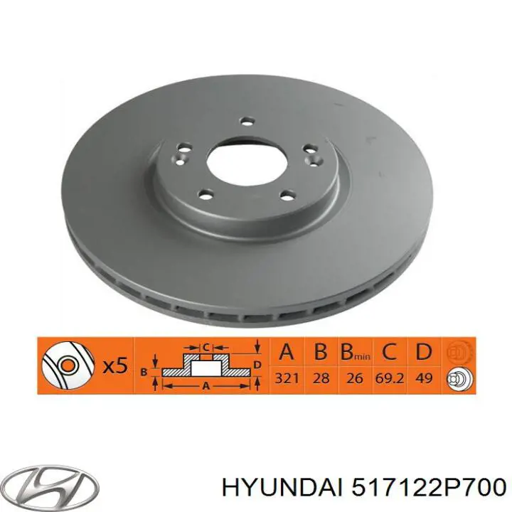 Передний тормозной диск Hyundai/Kia 517122P700
