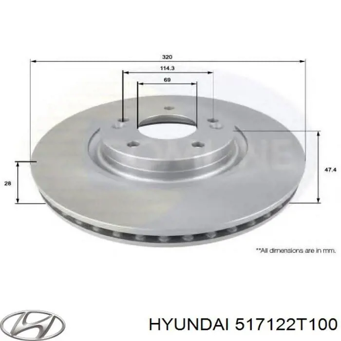 Тормоз дисковый передний Hyundai/Kia 517122T100 цена, от 53.92 USD