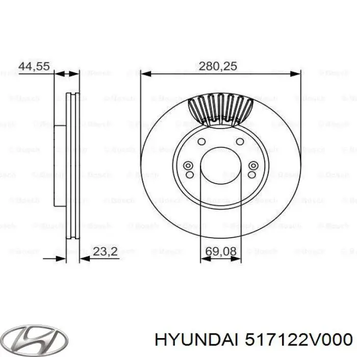 Передние тормозные диски 517122V000 Hyundai/Kia