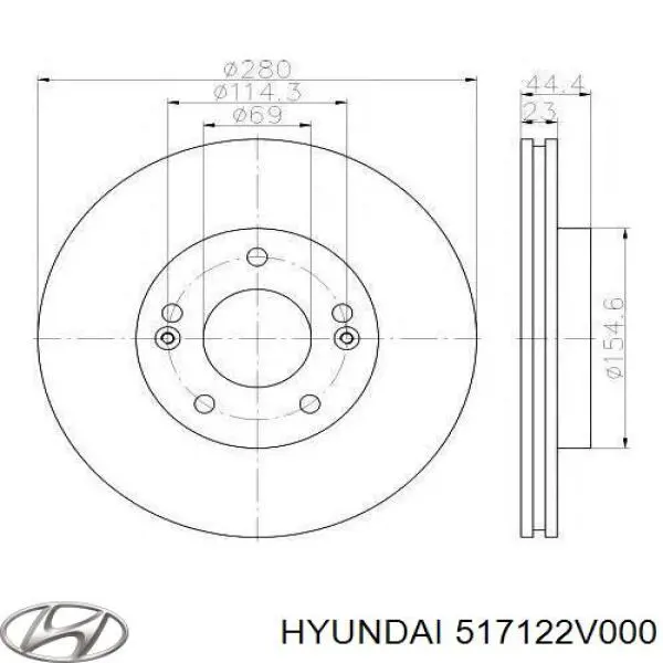 Диск тормозной передний HYUNDAI 517122V000