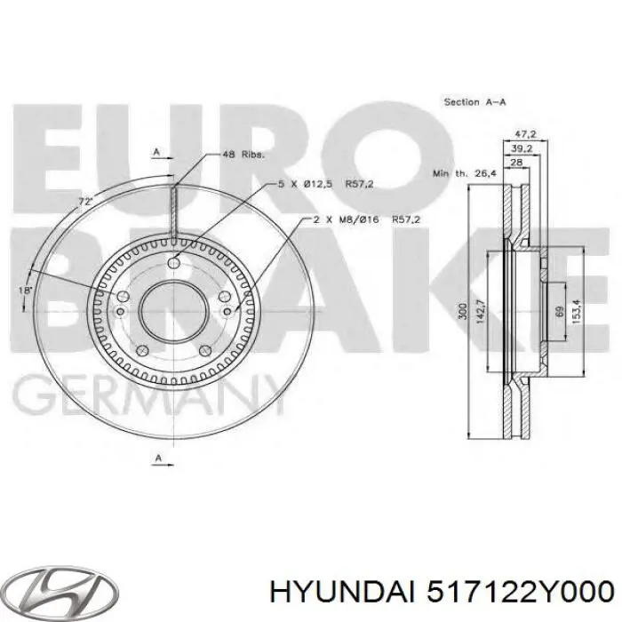 517122Y000 Hyundai/Kia Диск тормозной передний