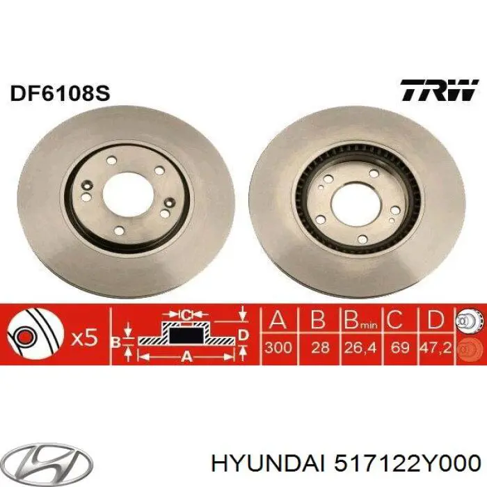 517122Y000 Hyundai/Kia диск тормозной передний