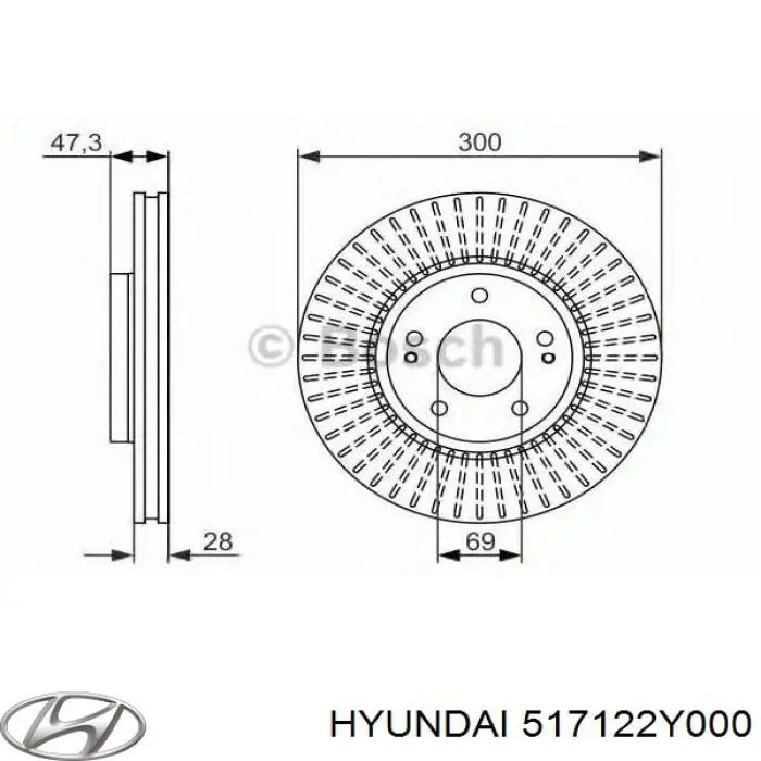Купить 517122Y000 Hyundai/Kia Ротор тормозной