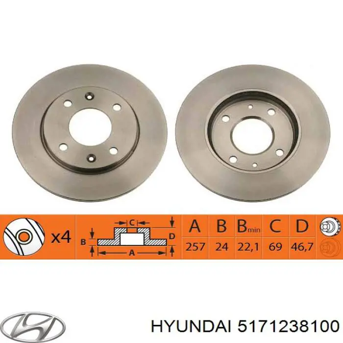 Передние тормозные диски 5171238100 Hyundai/Kia