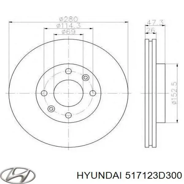 517123D300 Hyundai/Kia Диск тормозной передний