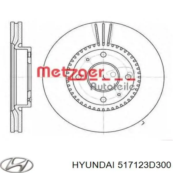 Тормоз дисковый передний Hyundai/Kia 517123D300 цена, от 39.66 USD
